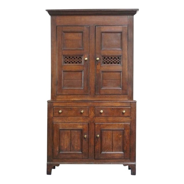 Antique Early 19th Century English Oak Food Cupboard For Sale