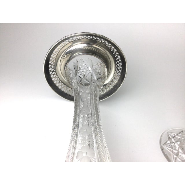 Early 20th Century American Brilliant Cut Glass and Gorham Sterling Silver Vases Pair For Sale - Image 11 of 13