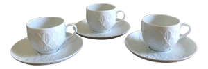 J.L. Cocquet Limoge Porcelain Tea Cups With Saucers - Service for 3