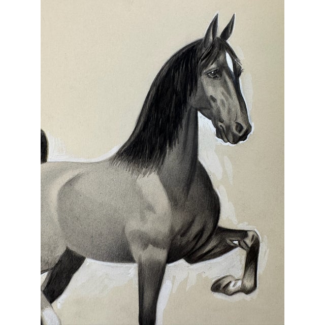 Original graphite pencil drawing by American artist and illustrator Theodore E. Schrock (1879–1952), depicting a spirited...