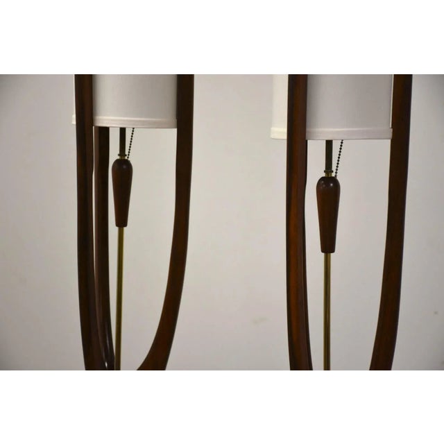 Mid-Century Modern Walnut Table Lamps by Modeline - a Pair For Sale - Image 3 of 9