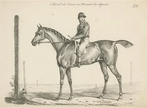 Race Horse and Jockey at the Start, 1890s, Paper