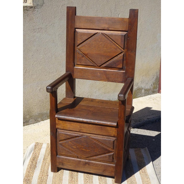 Louis XIII Wooden Chest Armchair For Sale - Image 12 of 14