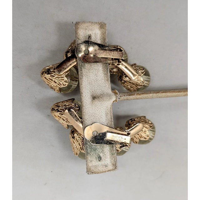 Vintage 1950s Signed Napier Yellow Disco Ball Clip Earrings-2 Pieces For Sale - Image 11 of 12