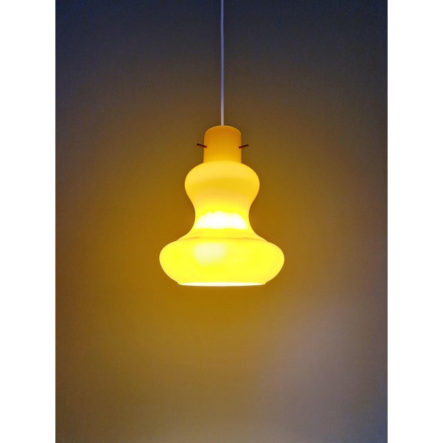 Vintage Yellow Opaline Glass Pendant Light, Italy, 1960s For Sale - Image 11 of 14