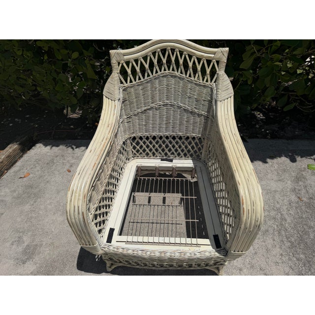 Vintage Henry Link Distressed Painted Wicker Armchair For Sale - Image 12 of 12