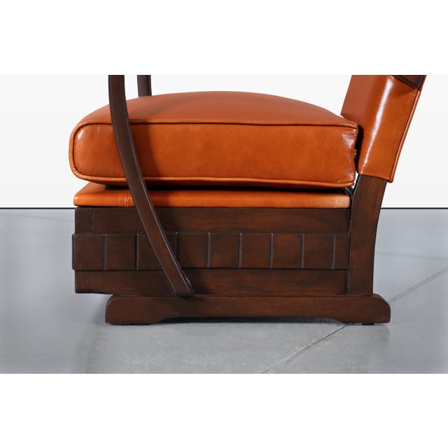 Vintage French Art Deco Leather and Walnut Lounge Chairs, 1940s For Sale - Image 11 of 14
