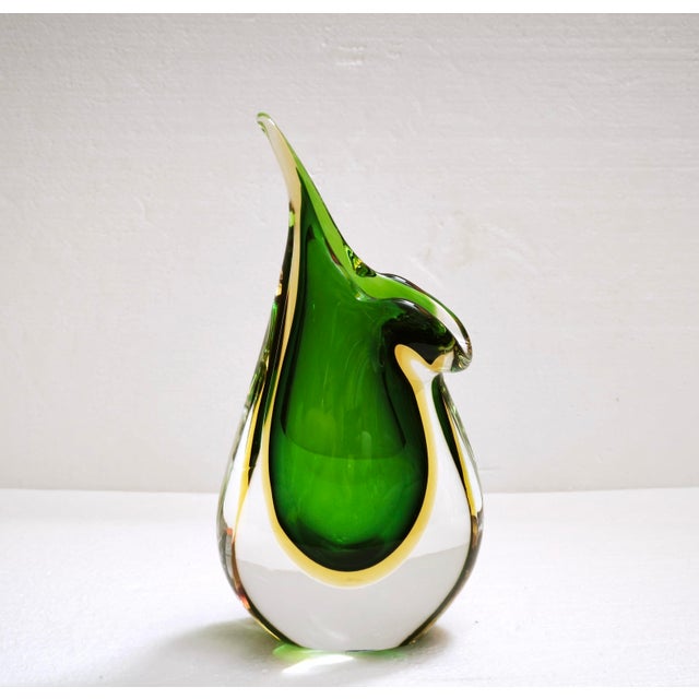 A remarkable Vintage heavy Murano Glass Teardrop Art Glass Vase attributed to Cenedese, hand blown on the island of...