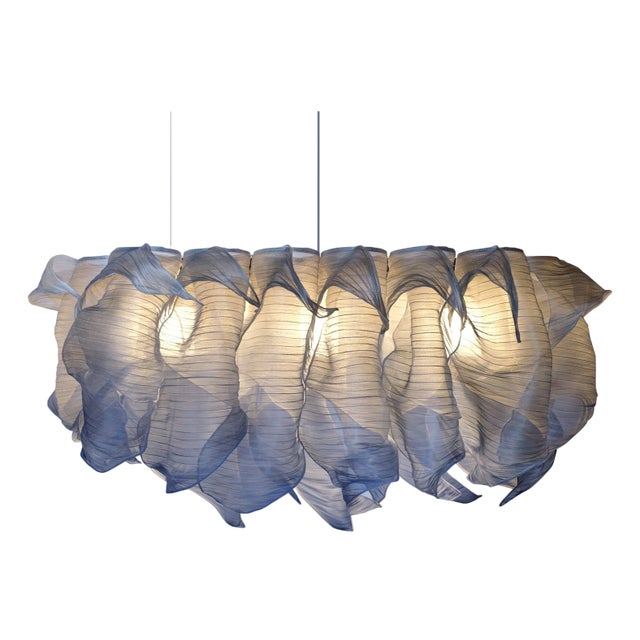 Blue Nebula Grande Hand Painted Pendant Lamp by Mirei Monticelli For Sale