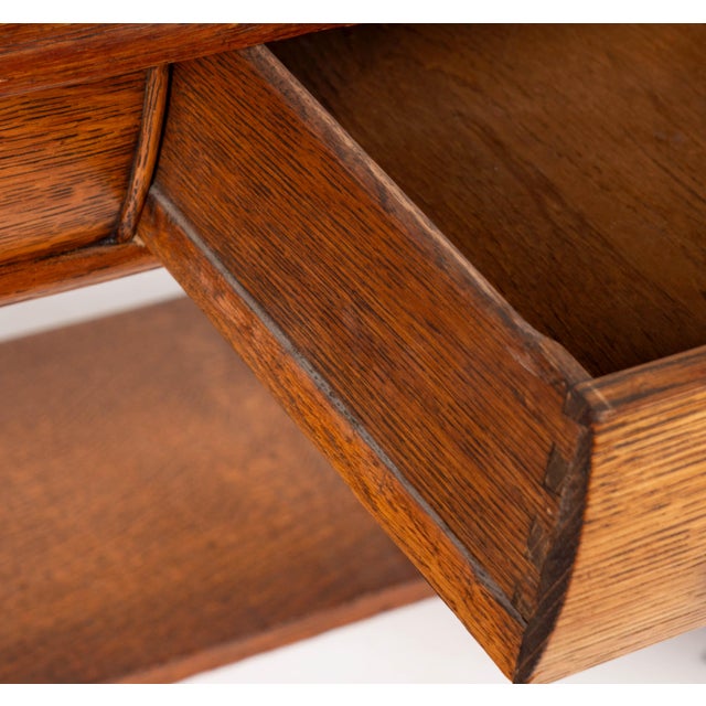 Antique Arts & Crafts Oak Writing Table / Console For Sale - Image 15 of 15