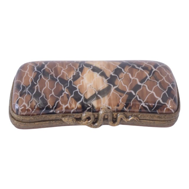 Limoges Snake Skin Glasses Case Trinket Box For Sale