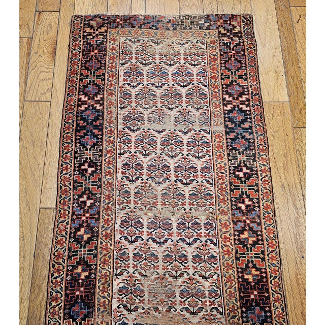 "This antique Persian Bidjar runner, woven in the fourth quarter of the 19th century, is a rare and highly collectible...