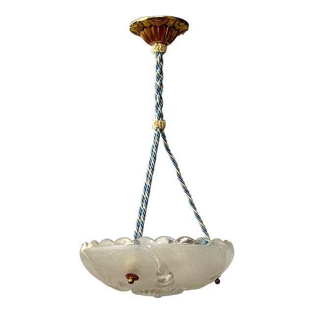 1940s Hanging Light Chandelier Pendant, French-American Art Deco Combo Eye Candy For Sale