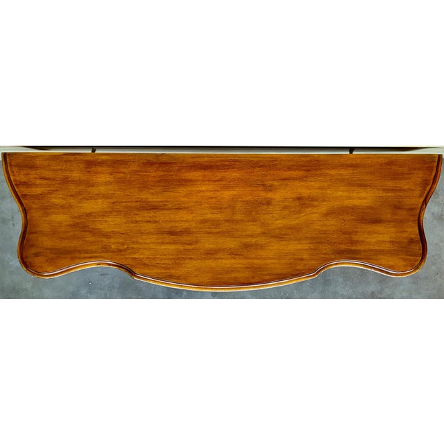 Wood Late 19th Century French Louis XIV Style Carved Painted Wall Mounted Console Table with wood top For Sale - Image 7 of 18