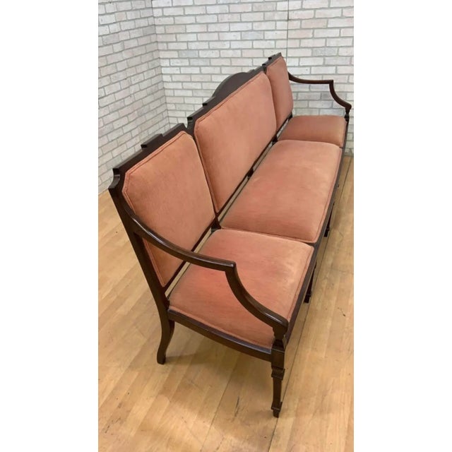 Peach Vintage Federal Style Extra Long Hall Bench For Sale - Image 8 of 11