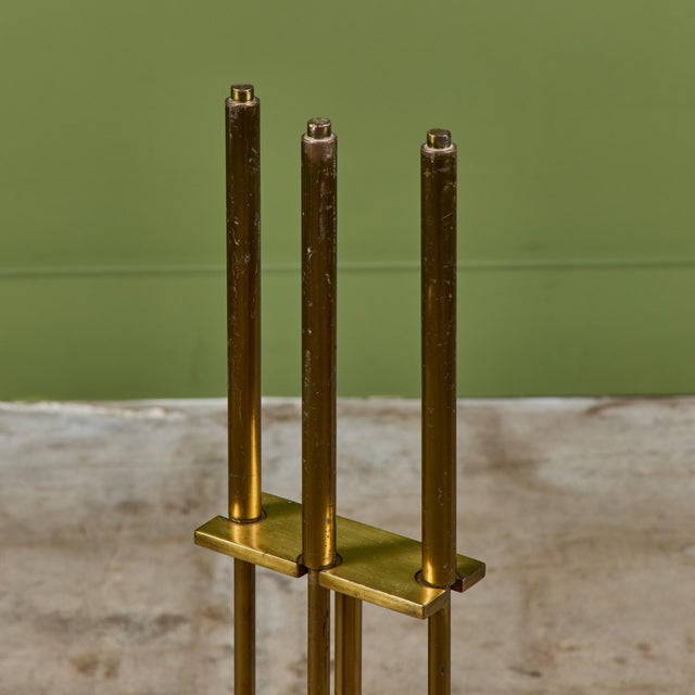 Brass Fireplace Tool Set For Sale - Image 11 of 17