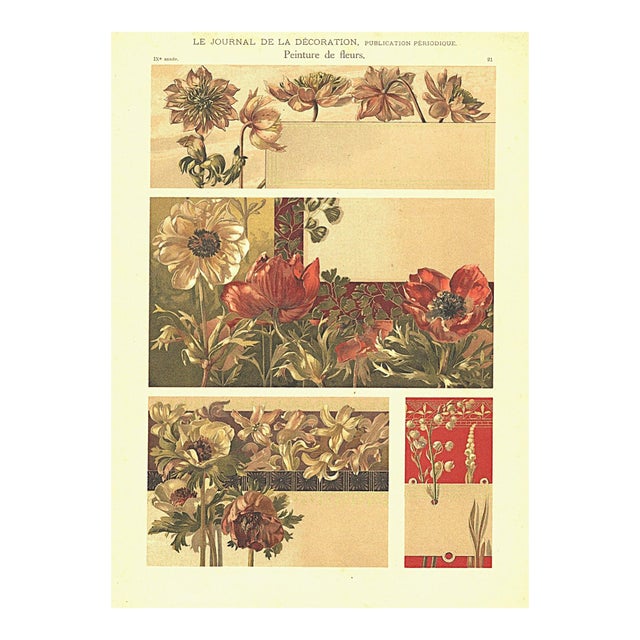 C1900 French Art Nouveau Botanical Lithograph For Sale