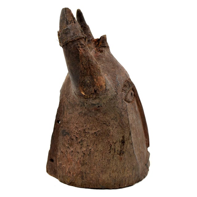 Early 20th Century Senufo Helmet Mask with Horns Côte d'Ivoire For Sale - Image 4 of 6