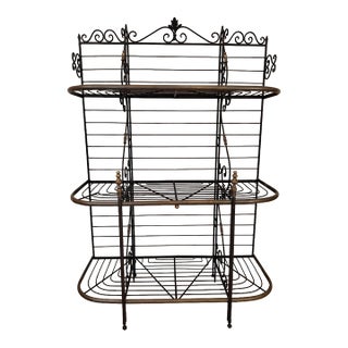 Early 20th Century Wrought Iron French Bakers Rack For Sale