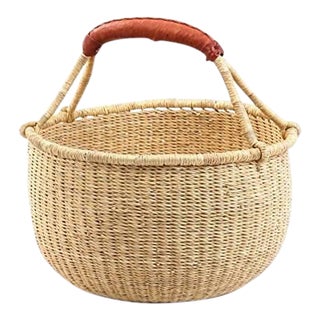 Medium African Basket | Bolga Basket | Ghana Basket | Storage |Market Basket | Picnic |Woven Basket |Plant Pot |Magazine Basket | Harvest Basket For Sale