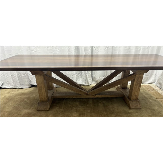 Arhaus Tuscany Dining Table — 118" Handcrafted in Italy | Solid Poplar Wood | Curated Trestle Base For Sale - Image 18 of 18