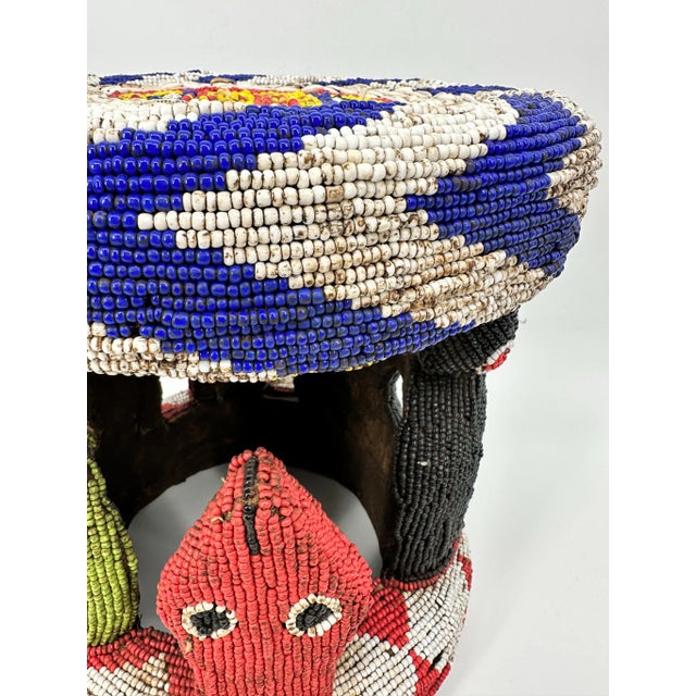 1920s Bamileke Trade Bead Animal Stool For Sale - Image 5 of 12