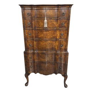 Queen Anne Burr Walnut Chest of Drawers on Stand, 1910 For Sale