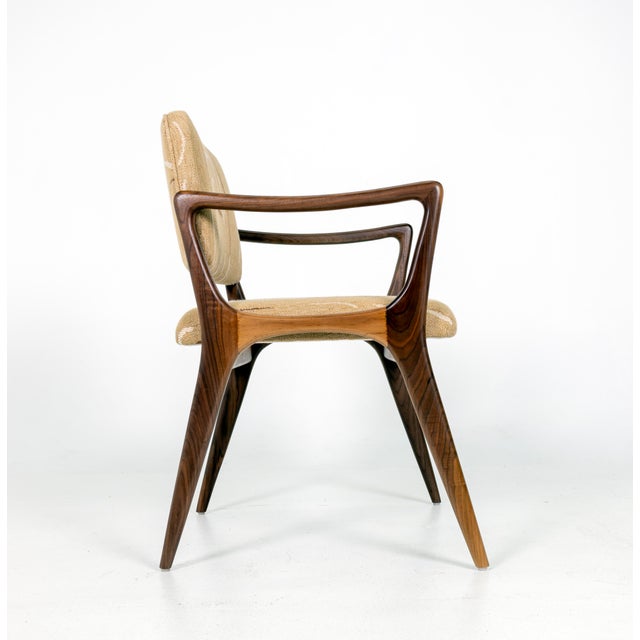 Sculptural Dining or Desk Arm Chair, Gio Ponti Style Walnut Larsen ...