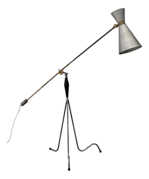 Scandinavian Modernist Counterweight Floor Lamp in Brass and Steel, Sweden, 1950s