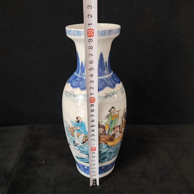 Chinese Ceramic Vase,Famille Rose Porcelain Vase Hand Painted Figures Story Pattern For Sale - Image 9 of 11