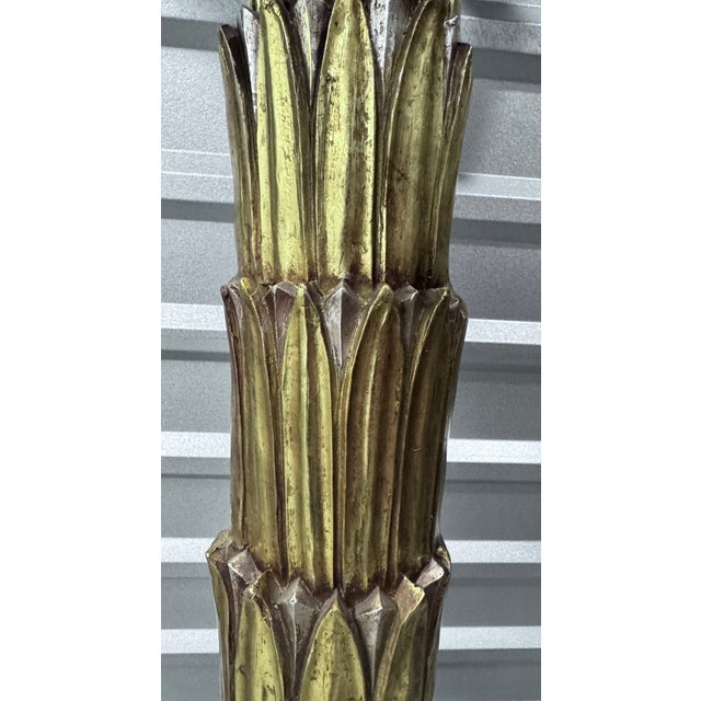 Gold Mid 20th Century Maison Janseni Style French Palm Tree Gilt Floor Wall Sconces For Sale - Image 8 of 17
