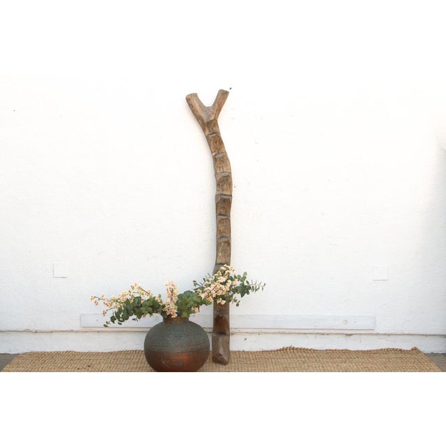 African 78" Tall Antique African Dogon Ladder For Sale - Image 3 of 8