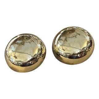 1970s High Quality Costume Jewelry Gilt Metal Stud Italian Clip on Earrings For Sale