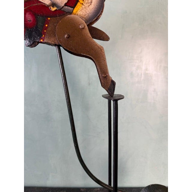 Vintage Folk Art Santa Claus on Reindeer Balancing Kinetic Sculptured For Sale In Los Angeles - Image 6 of 11