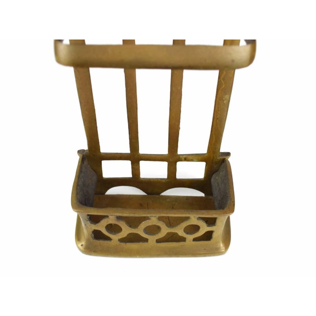 Early 20th Century Early 20th Century English Heavy Solid Brass Fireside Companion Fireplace Tools & Stand For Sale - Image 5 of 13