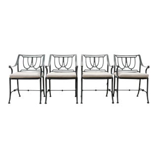 Set of Four Brown Jordan-Style Neoclassical Garden Armchairs For Sale