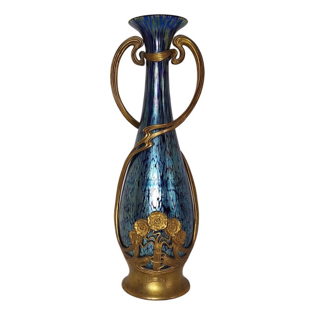 Antique Art Nouveau Papillon Handle Vase from Lötz Wwe, 1901 For Sale