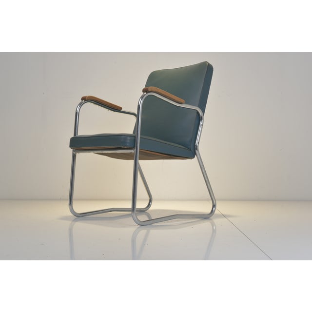 Teal Tubular Steel Armchair from Mauser, Germany, 1959 For Sale - Image 8 of 11