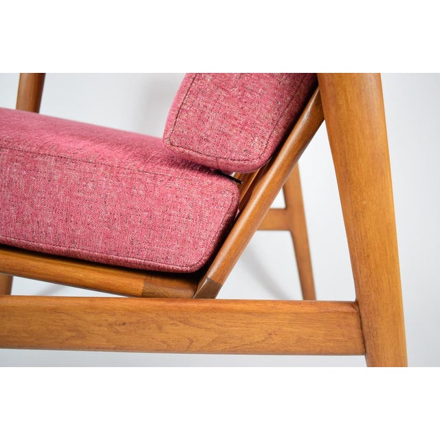 Scandinavian Armchair in Pink Fabric, 1960s For Sale - Image 4 of 10