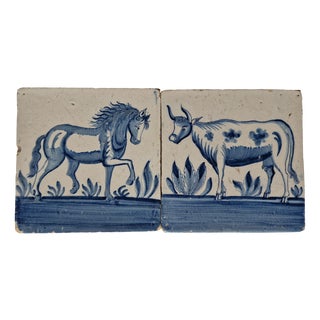 Antique Dutch Tiles, 1790, Set of 2 For Sale