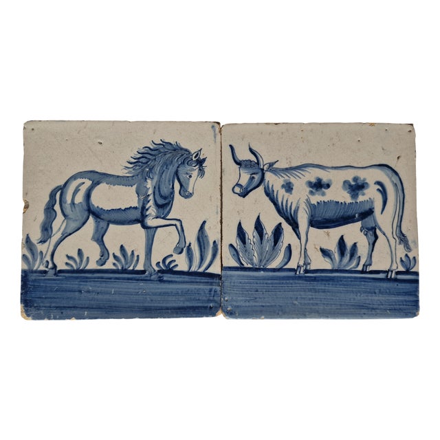 Antique Dutch Tiles, 1790, Set of 2 For Sale