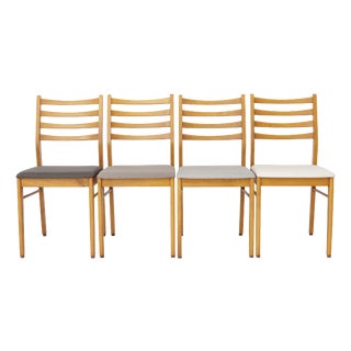 Mid-Century Modern German Beech Dining Chairs, 1970s, Set of 4 For Sale