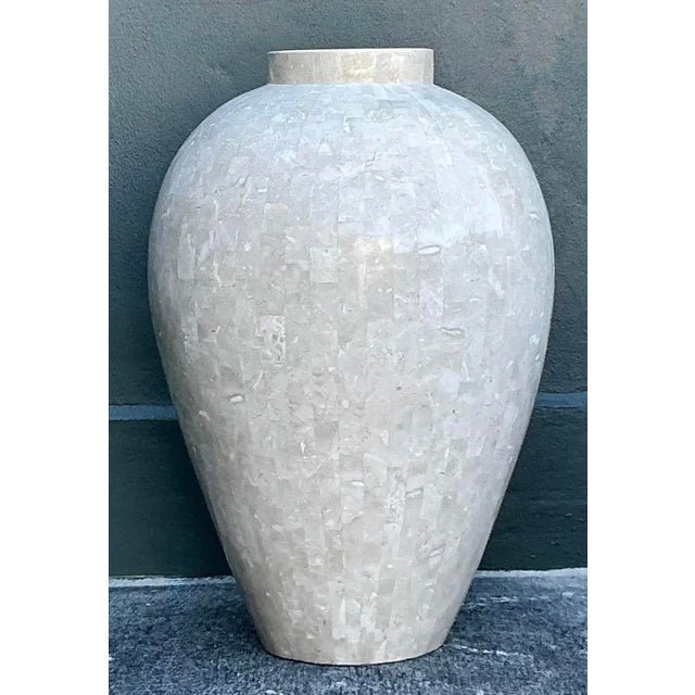 Vintage Boho Tessellated Stone Floor Vase For Sale - Image 9 of 11
