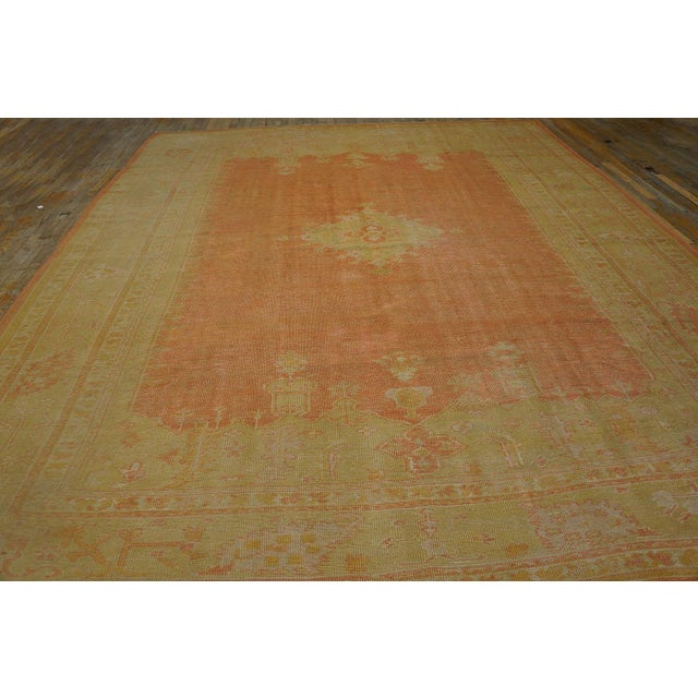Turkish Supreme Peach Color With a Small Detail Medallion Antique Turkish Oushak Rug For Sale - Image 3 of 11