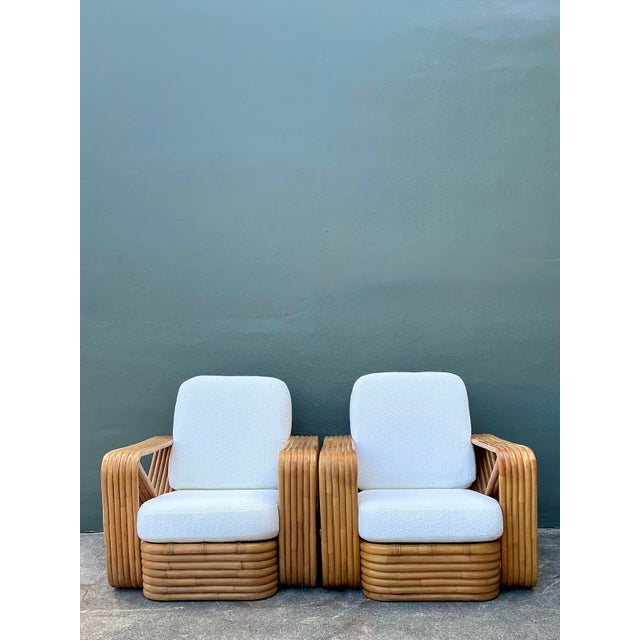 Paul Frankl Vintage Six Strand Bent Rattan Lounge Chairs After Paul Frankl - A Pair For Sale - Image 4 of 12