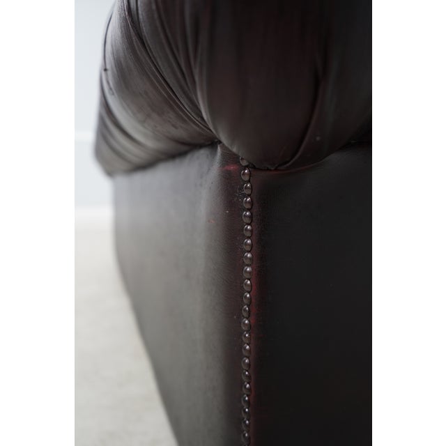 Brown English Style Leather Tufted Chesterfield Sofa For Sale - Image 8 of 18