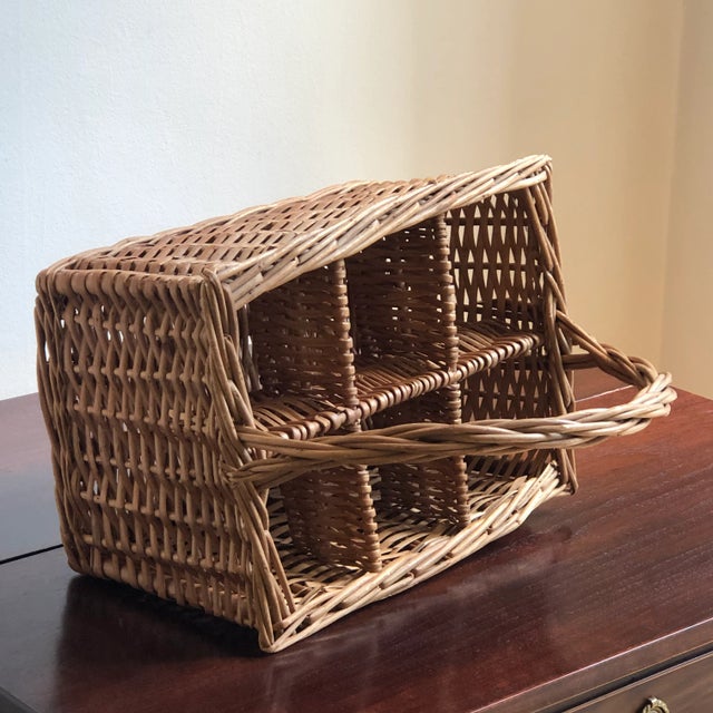 Vintage European Style Wicker Wine Basket Carrier Chairish