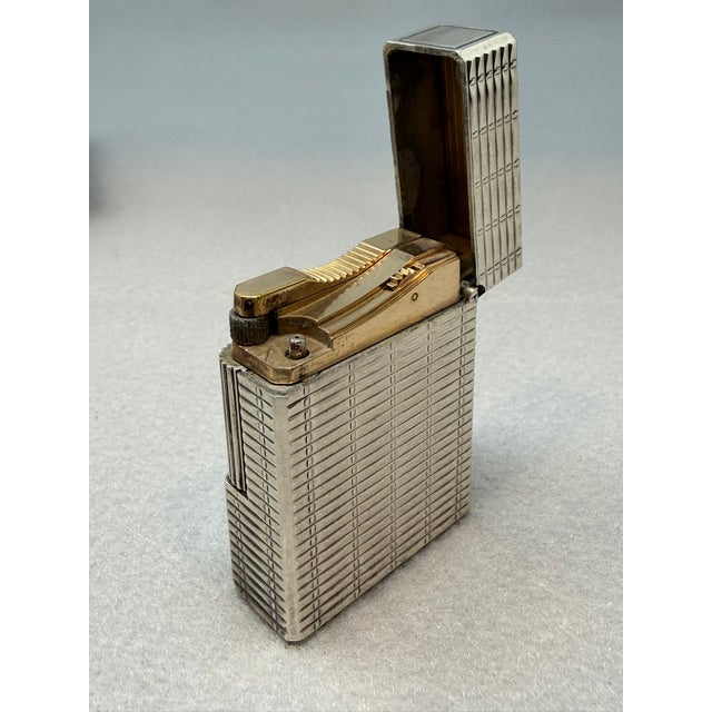 S. T. Dupont Vintage Silverplated S. T. Dupont Lighter W Original Box For Sale - Image 4 of 6