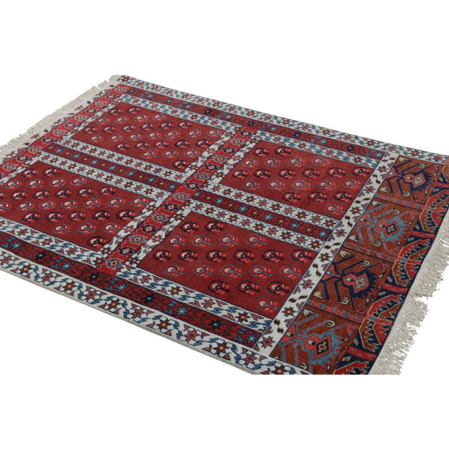 Rug & Kilim Rug & Kilim’s Yomut Ensi Style Rug in Red and White With Geometric Patterns For Sale - Image 4 of 8