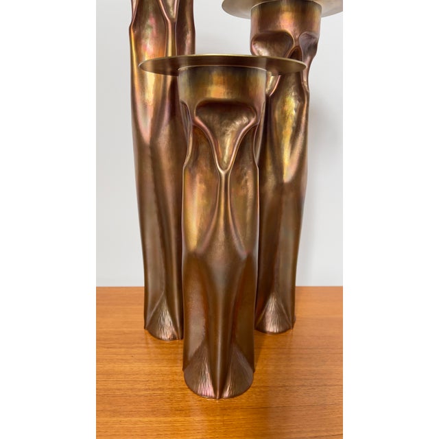 Mid-Century Modern 1970s Thomas Roy Markusen Brutalist Copper Candle Holders - Set of 3 For Sale - Image 3 of 8